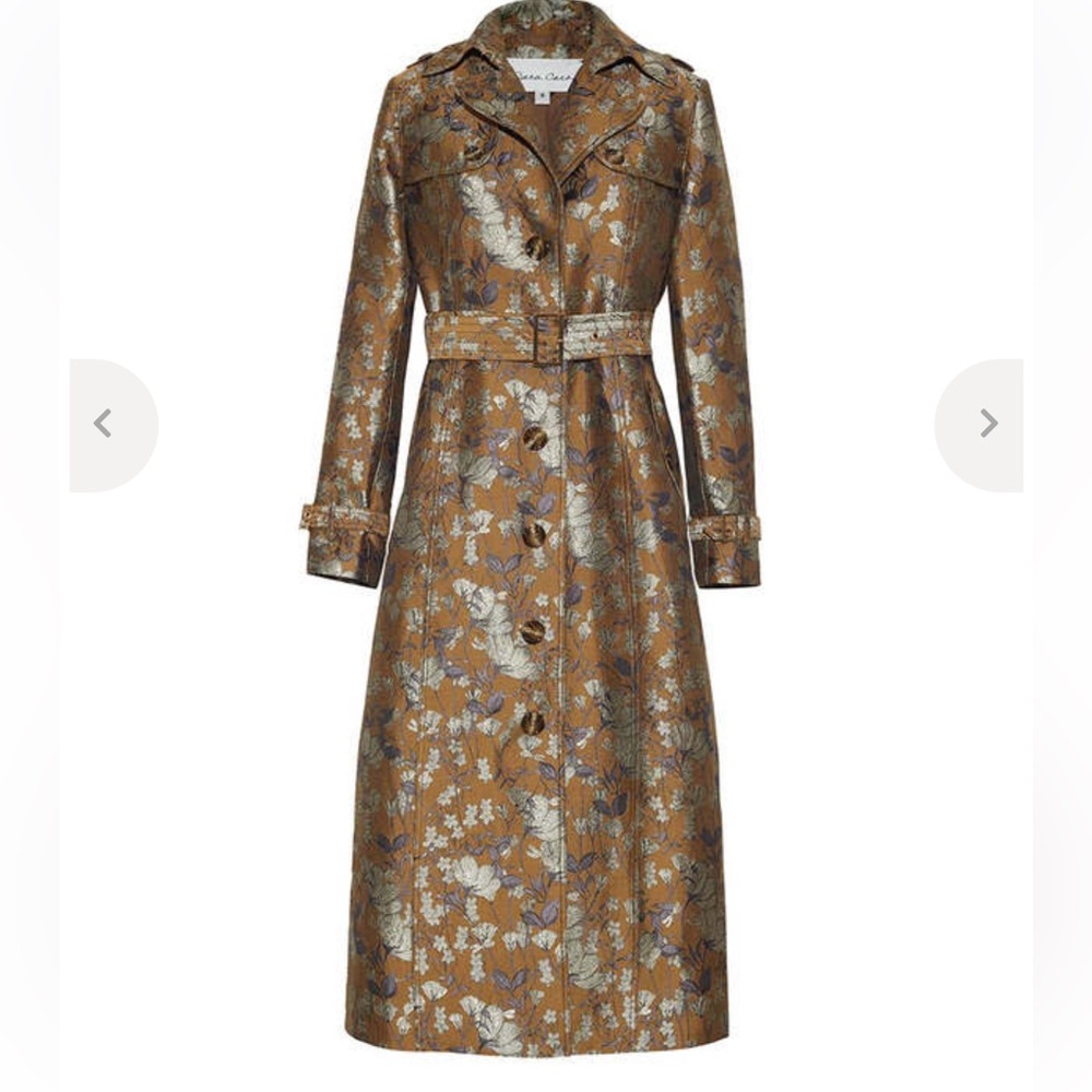 NWT Cara Cara The Karlie Trench Coat in Jacquard Garden - Picture 3 of 4